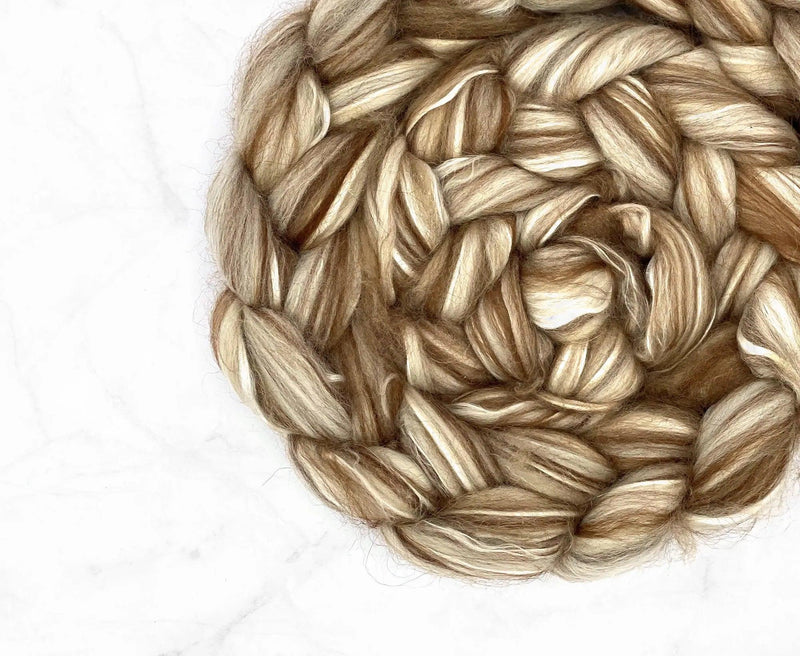 18.5mic 100's Merino / Brown Alpaca / Camel / Mulberry Silk Top Blends WoW