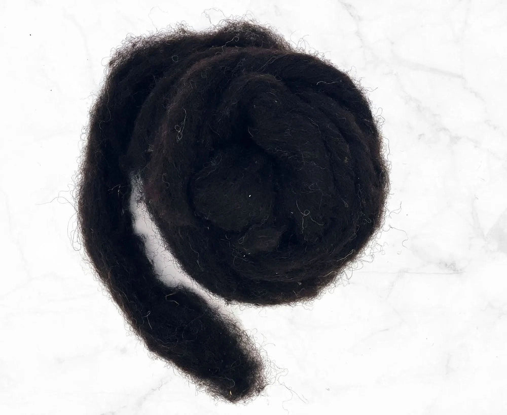 Carded Black Jacob Sliver Carded Wool WoW