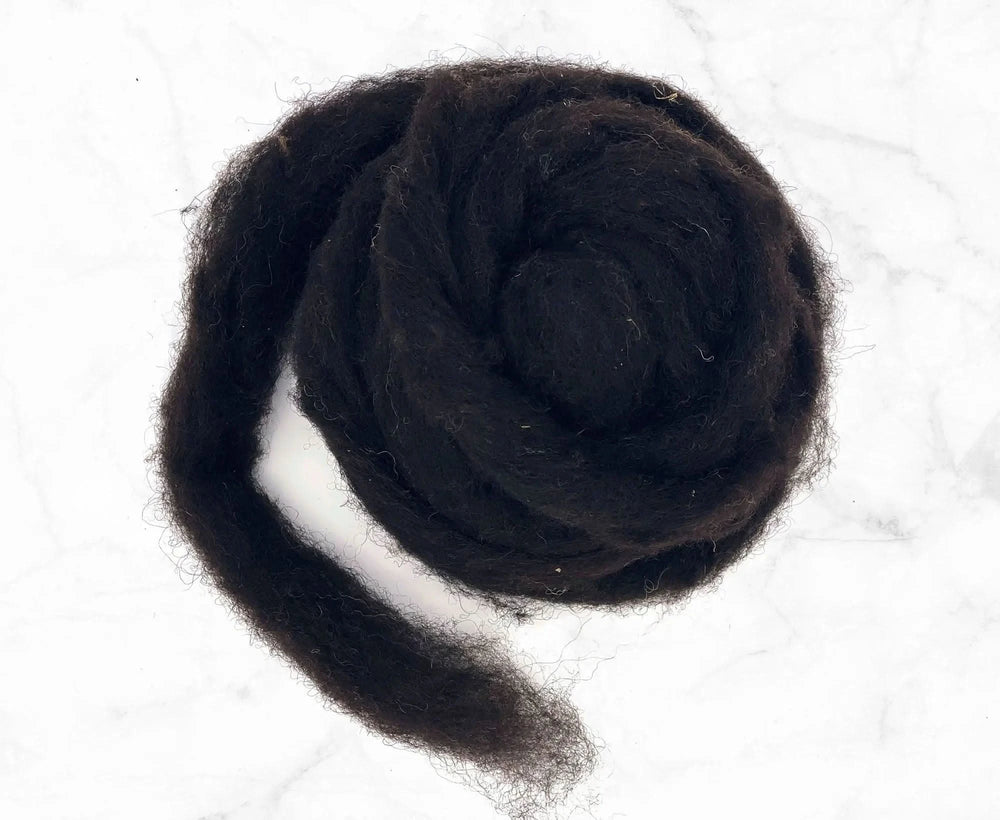 Carded Black Welsh Sliver Carded Wool WoW