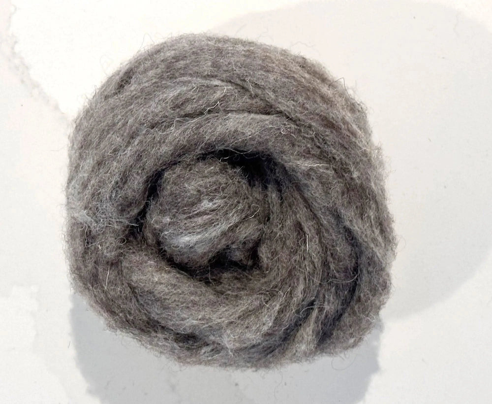 Carded Grey Jacob Sliver Carded Wool WoW