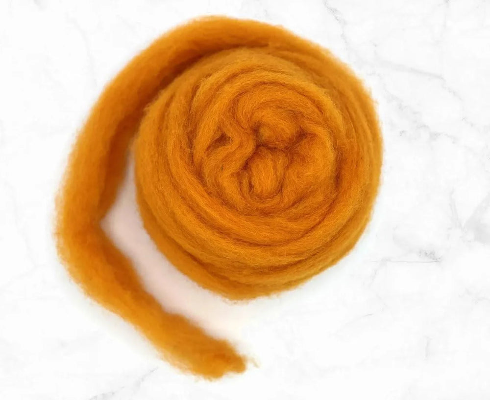 Carded Corriedale Sliver Marigold Carded Wool WoW