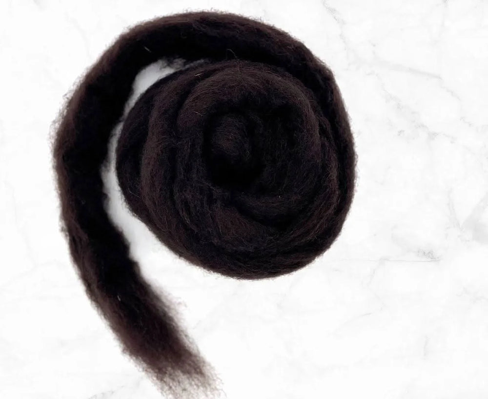 Carded Corriedale Sliver Mocha Carded Wool WoW