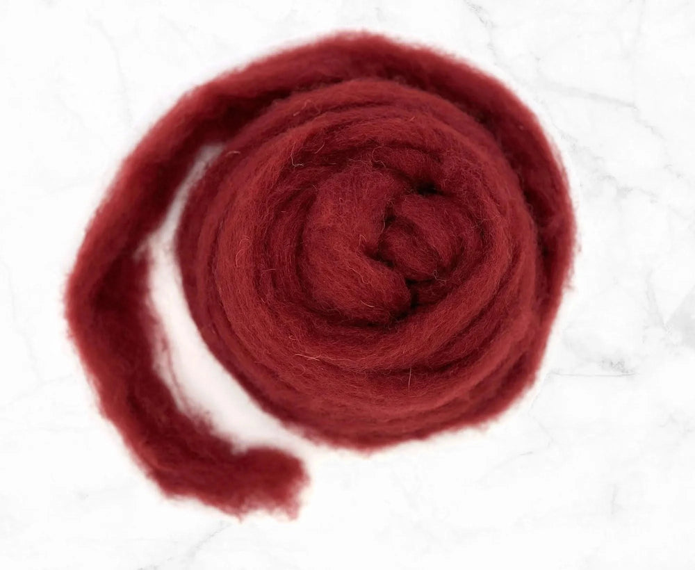 Carded Corriedale Sliver Loganberry Carded Wool WoW