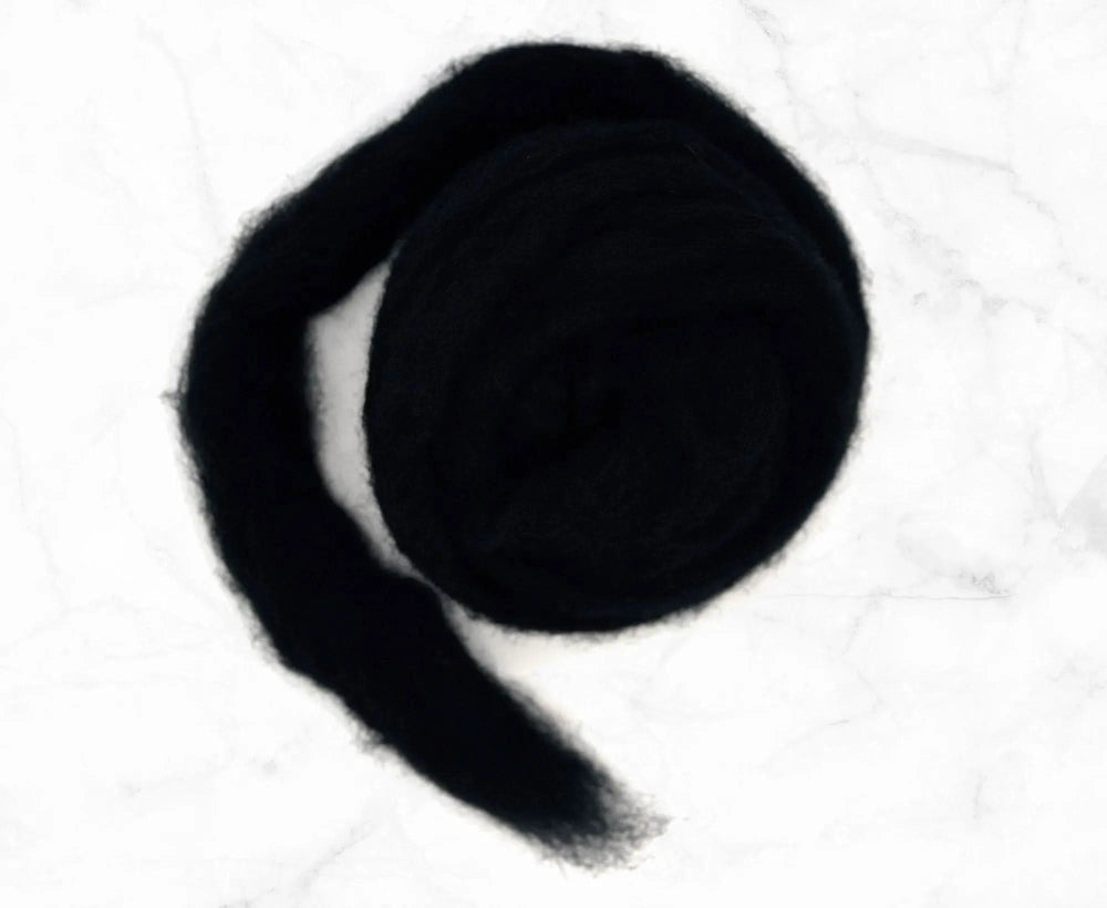 Carded Corriedale Sliver Raven Carded Wool WoW