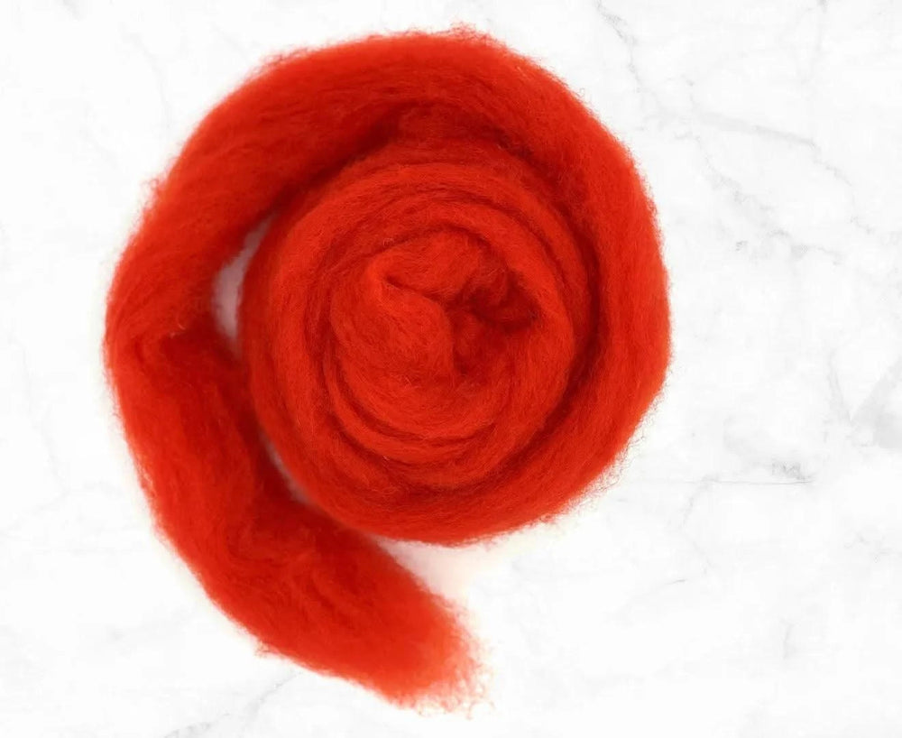 Carded Corriedale Sliver Begonia Carded Wool WoW
