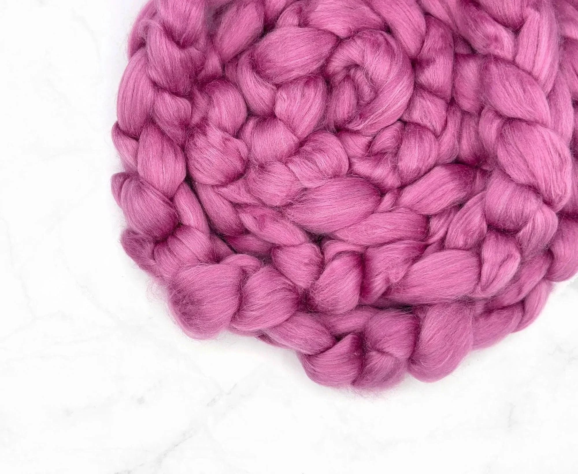 Shiitake Tussah Silk Top Pink Spinning, Felting & Crafting Fibre