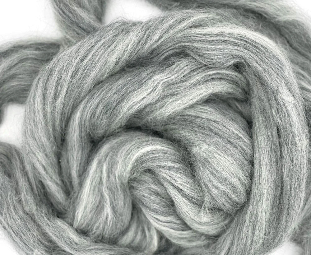 Grey Blue Faced Leicester Top Natural Wool Top WoW