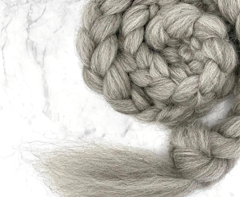 Grey Cheviot Top Natural Wool Top WoW