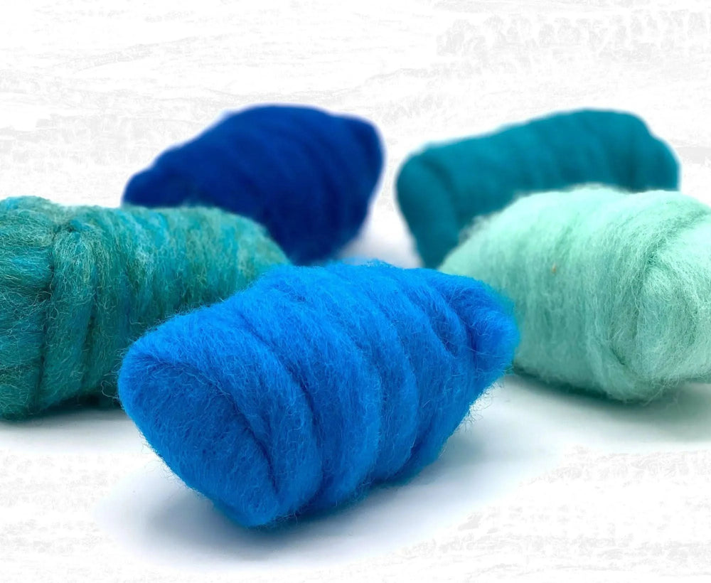 Marine Tones Carded Sliver Mixed Bag Carded Wool WoWkit