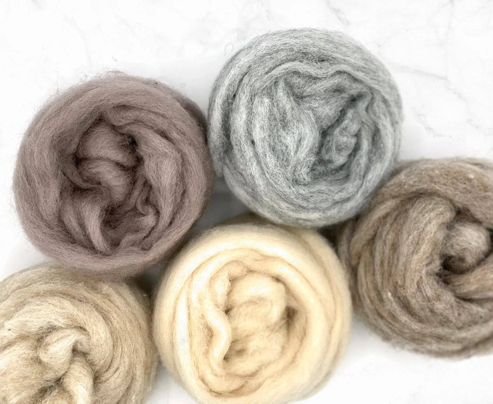 Muted Tones Carded Sliver Mixed Bag - World of Wool