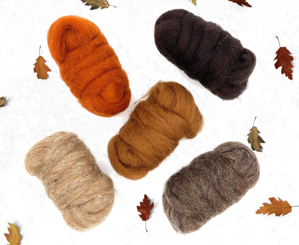 Tawny Tones Carded Sliver Mixed Bag - World of Wool