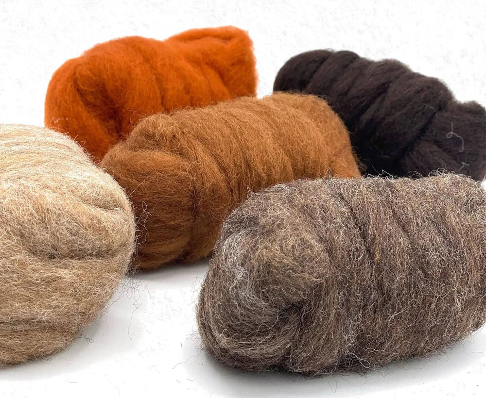 Tawny Tones Carded Sliver Mixed Bag Carded Wool WoWkit