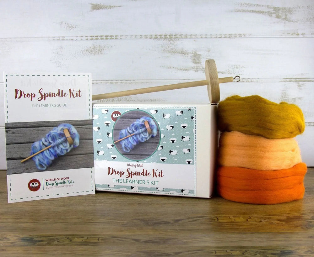 Drop Spindle Kit Drop Spindle Kits WoWkit Dyed Merino Oranges