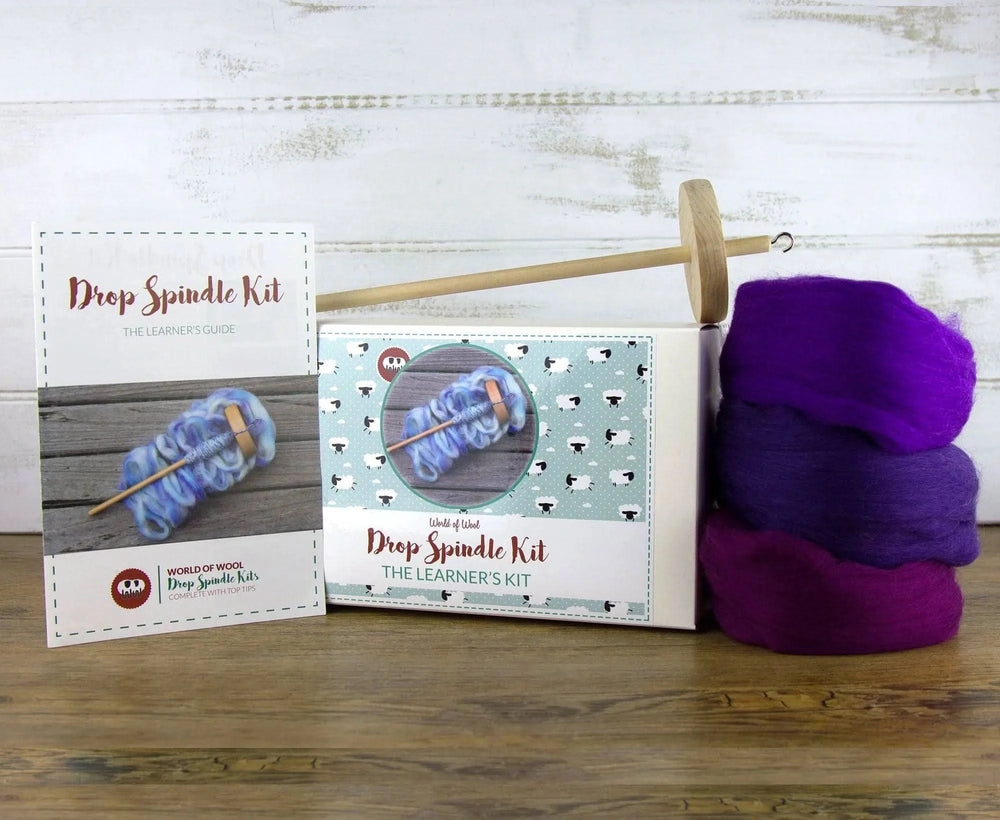 Drop Spindle Kit Drop Spindle Kits WoWkit Dyed Merino Purples