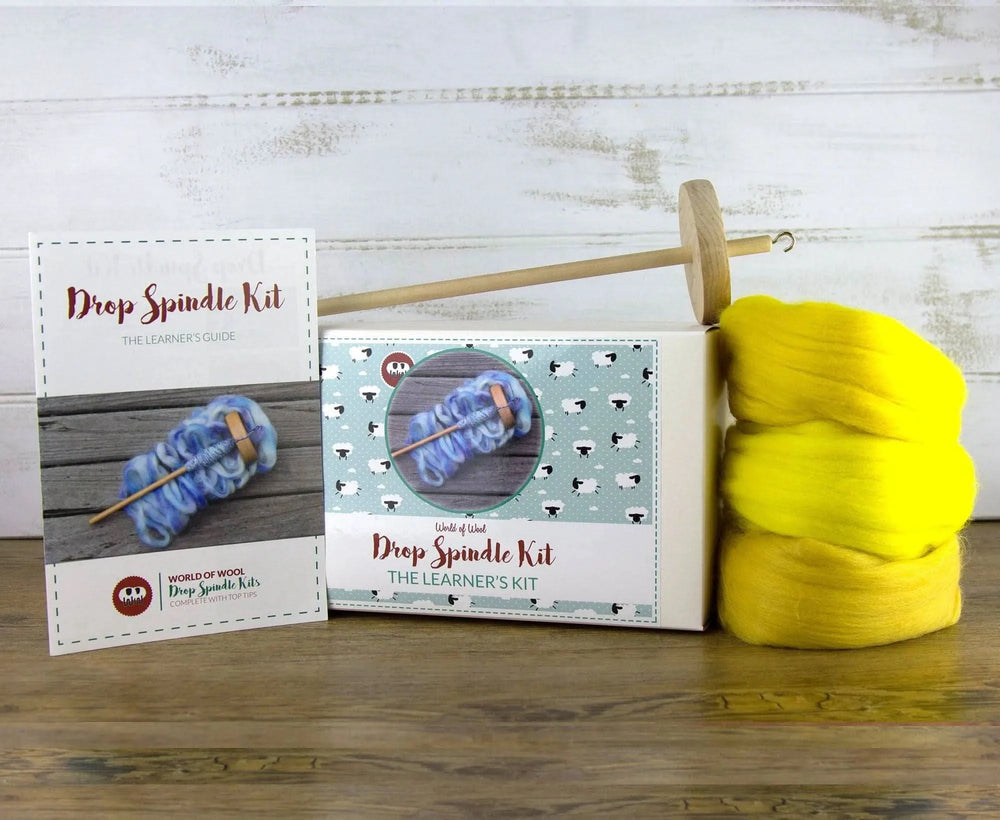 Drop Spindle Kit Drop Spindle Kits WoWkit Dyed Merino Yellows