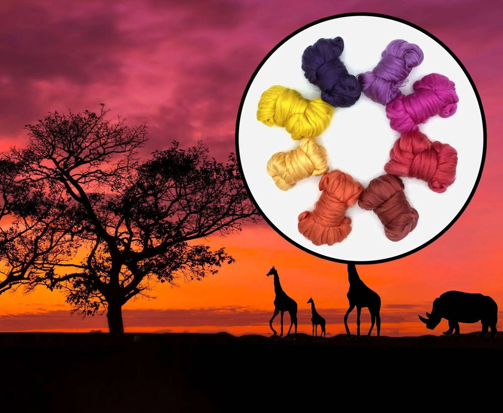African Sunset Dyed Mulberry Silk Pack Speciality Fibres WoWkit