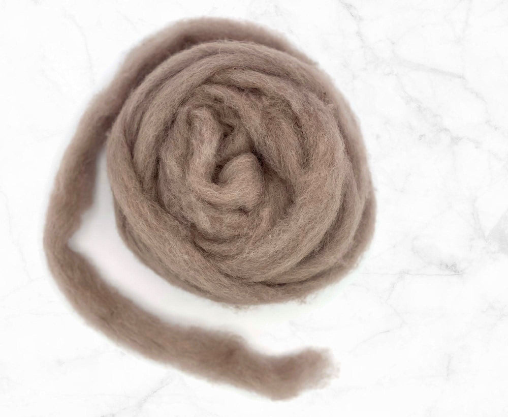 Carded Corriedale Sliver Mink Carded Wool WoW