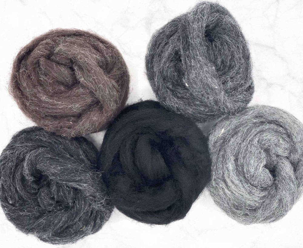Dark Tones Carded Sliver Mixed Bag Carded Wool WoWkit