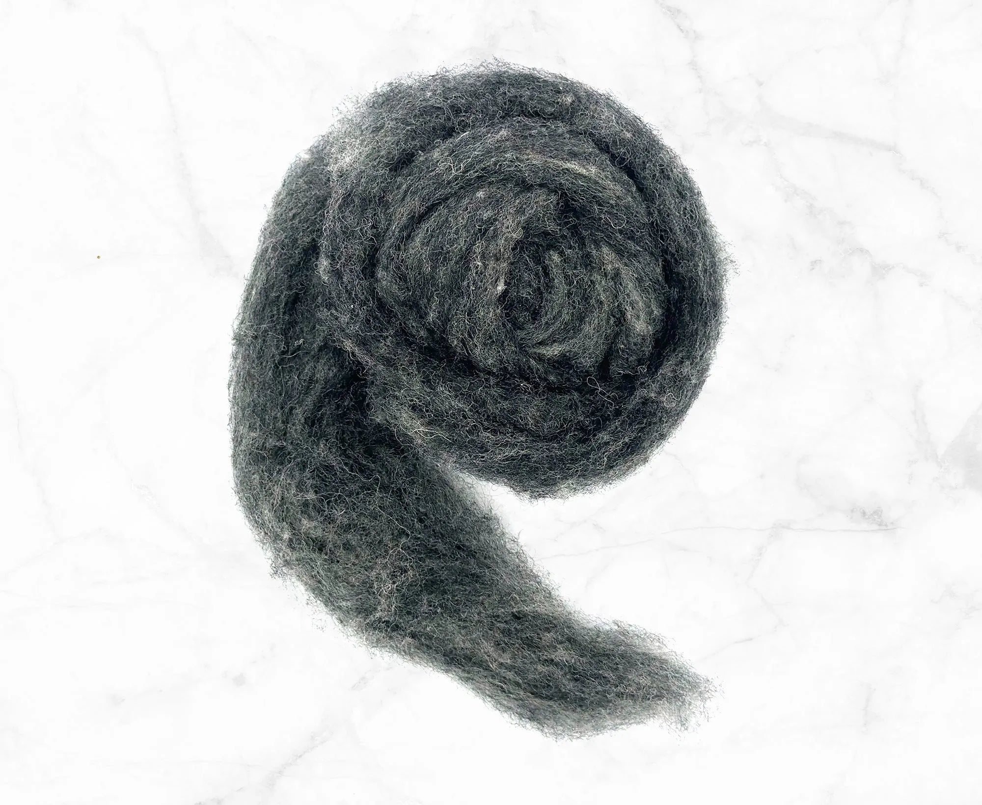 Carded Dark Grey Cheviot Sliver.