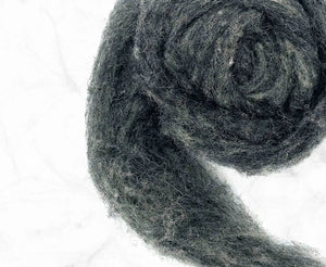 Carded Dark Grey Cheviot Sliver Carded Wool WoW