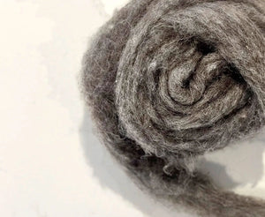 Carded Grey Jacob Sliver Carded Wool WoW