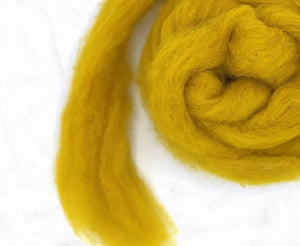 Carded Corriedale Sliver Mustard Carded Wool WoW