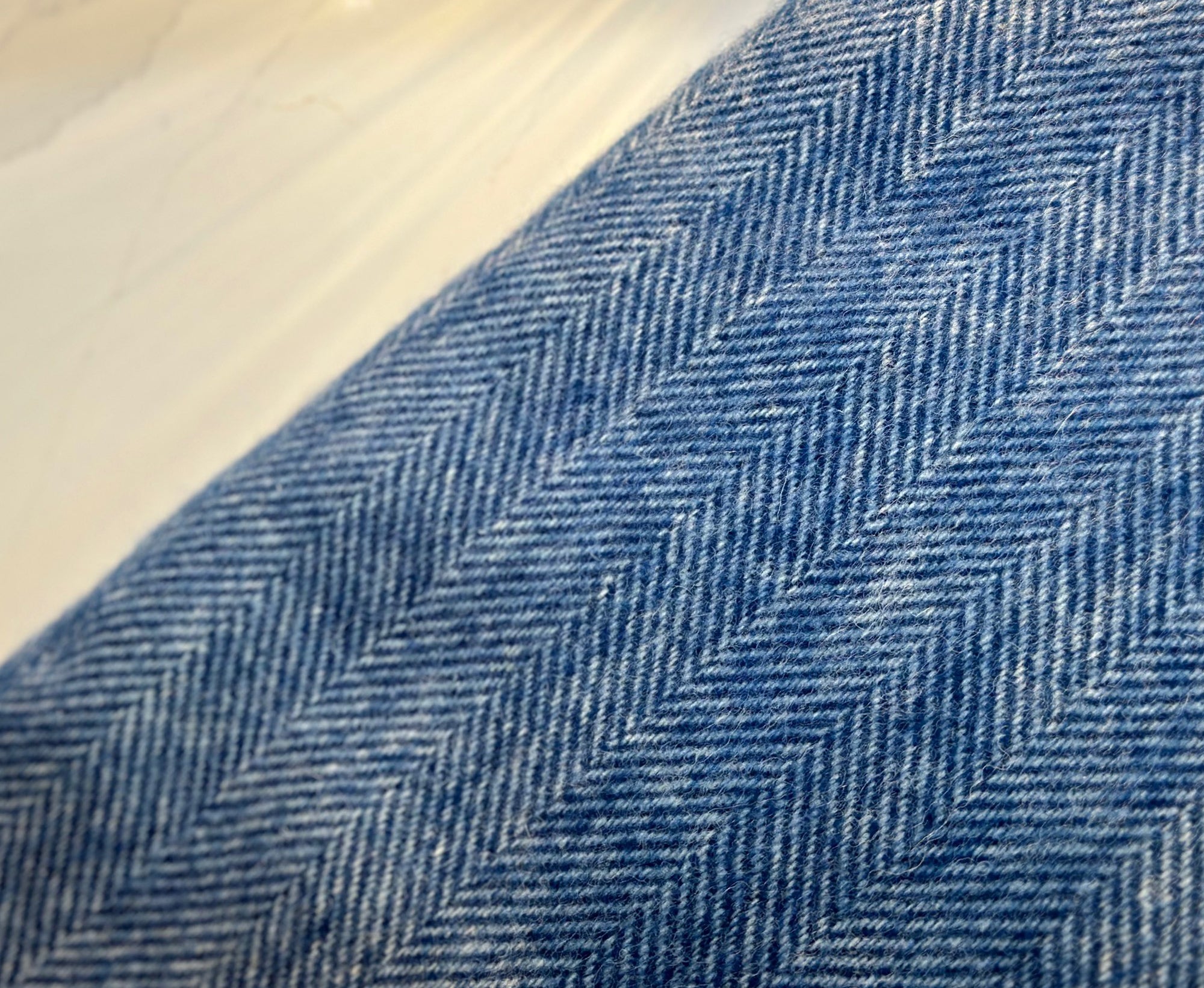 100% Lambswool Herringbone Throw Denim Blue.