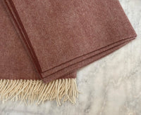 100% Lambswool Herringbone Throw Dusky Pink.