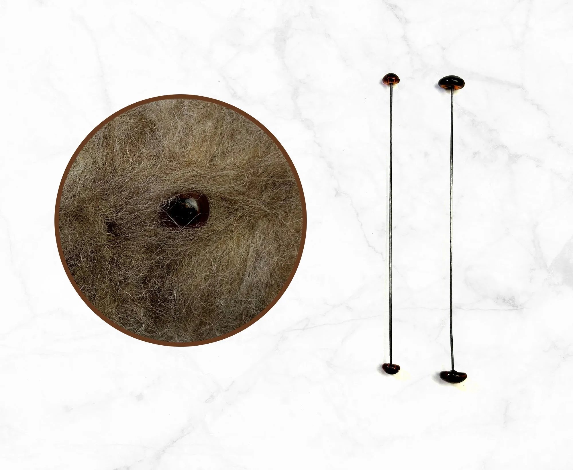 Brown Glass Eyes On Sticks.