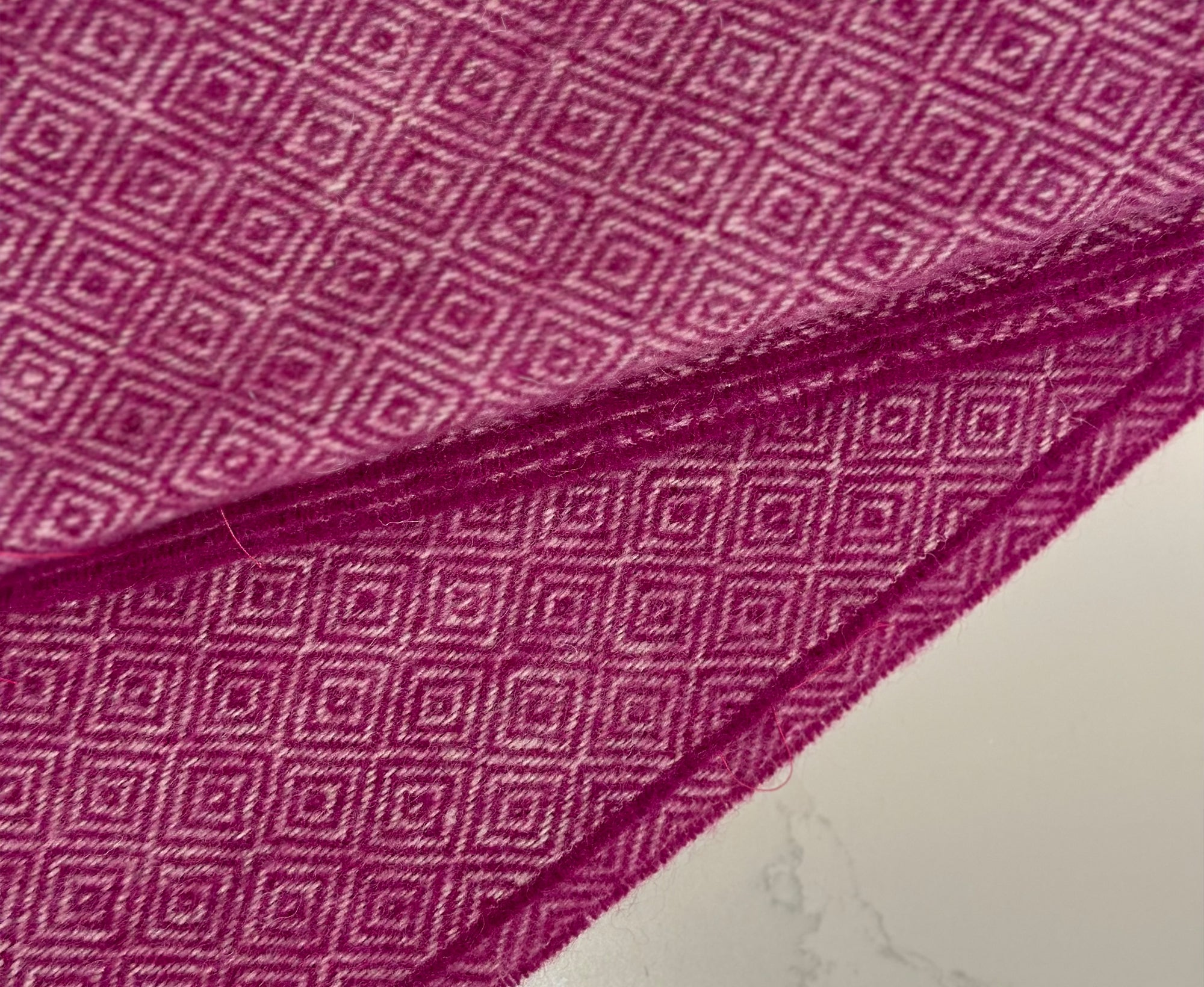 100 Lambswool Diamond Throw Fuchsia Pink World Of Wool