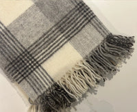 100% Lambswool Tartan Throw Grey.
