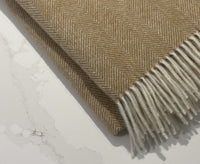 100% Lambswool Herringbone Throw Biscuit.