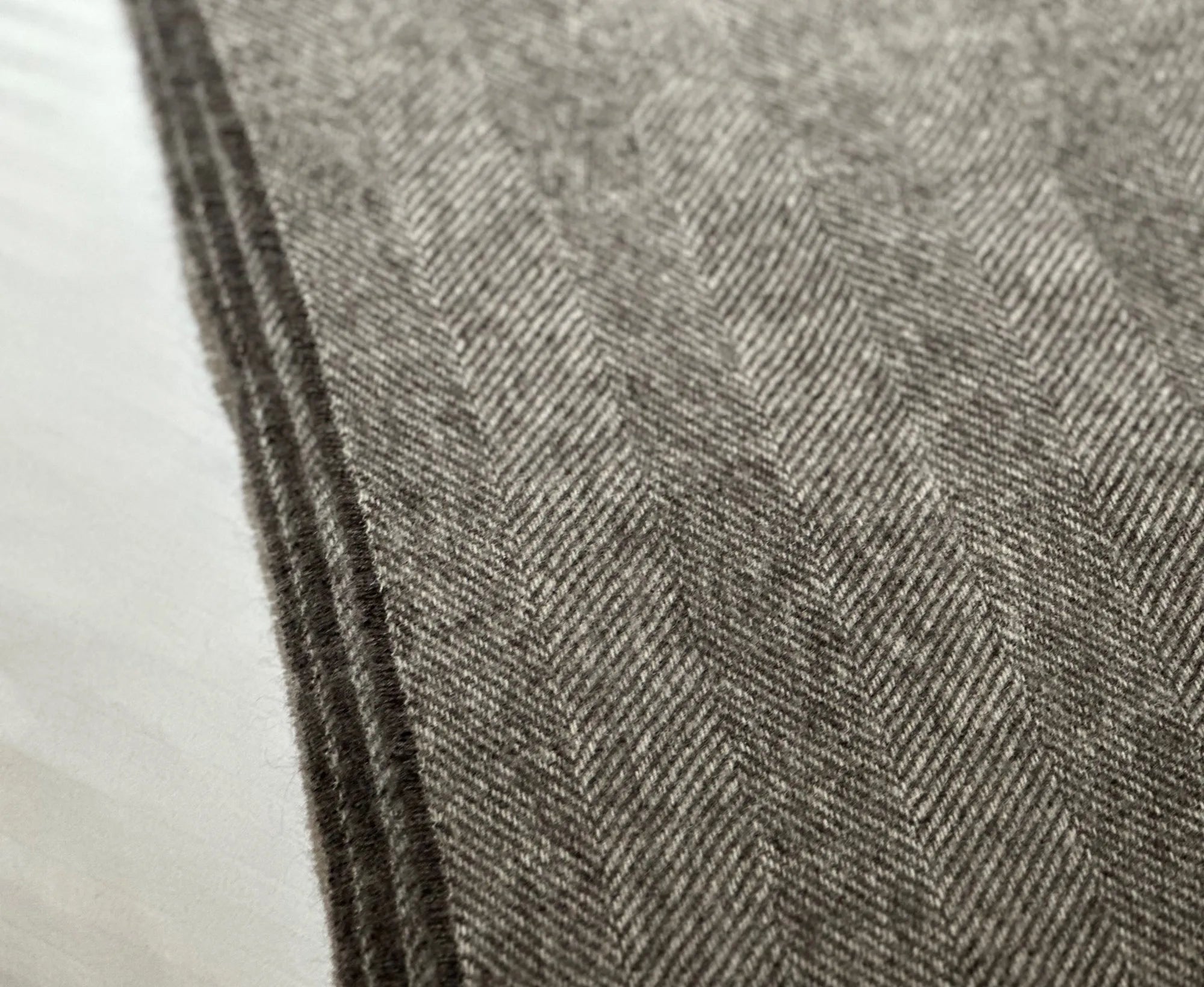 100% Lambswool Herringbone Throw Mid Grey.
