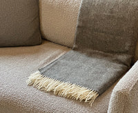 100% Lambswool Herringbone Throw Mid Grey.