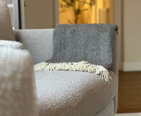 100% Lambswool Herringbone Throw Mid Grey.