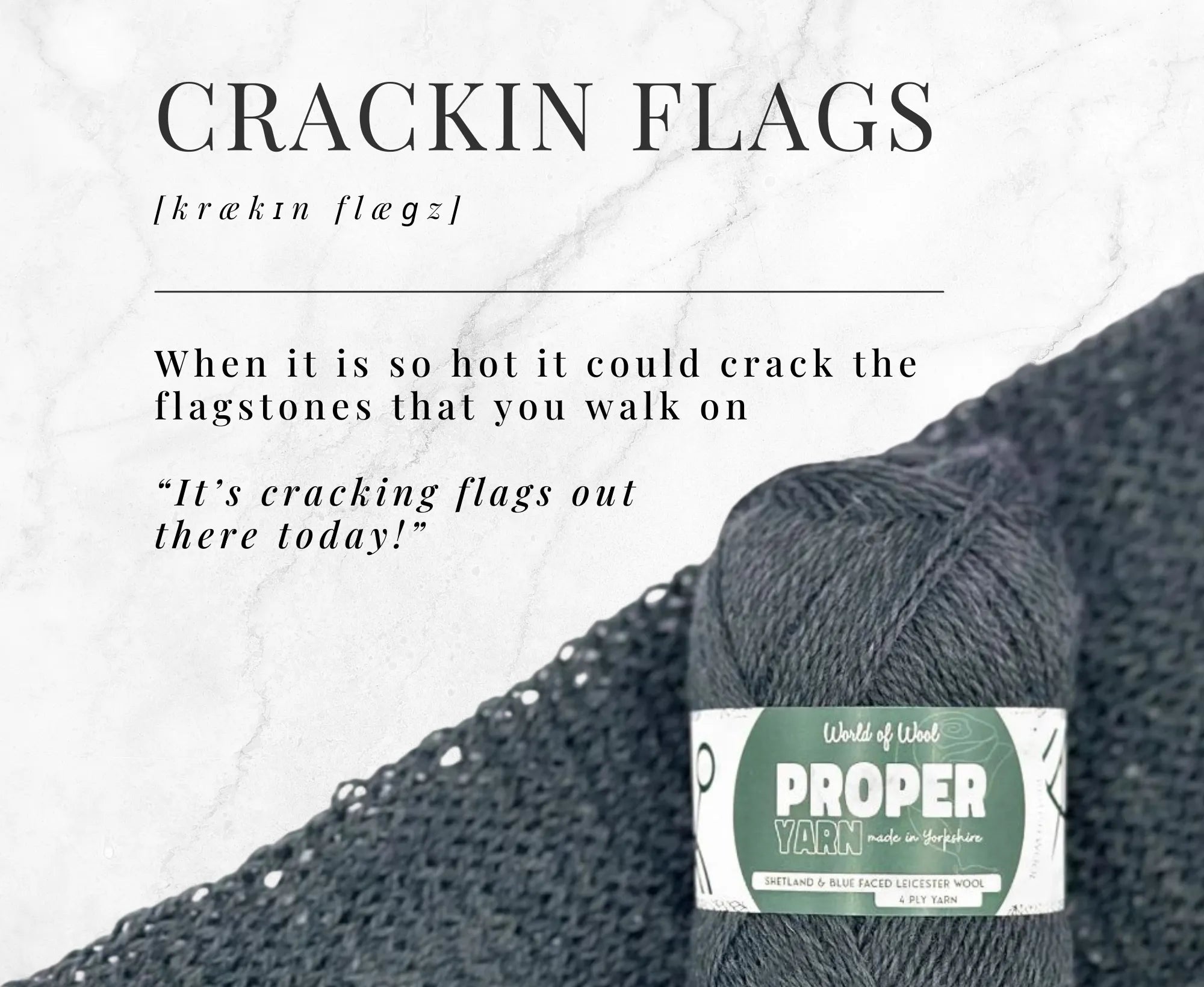 Crackin Flags Grey Proper 4 Ply Yarn