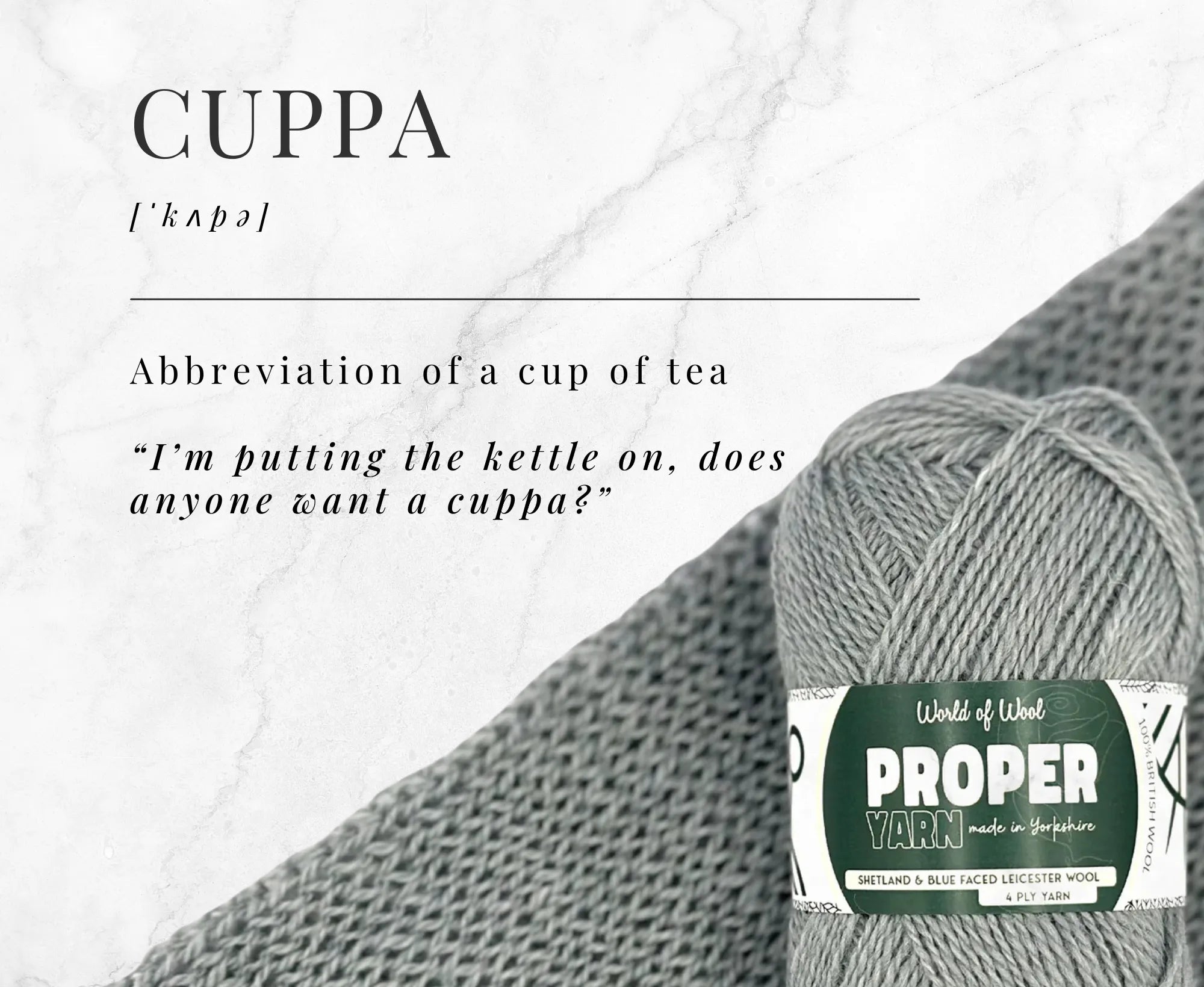 Cuppa Grey Proper 4 Ply Yarn.