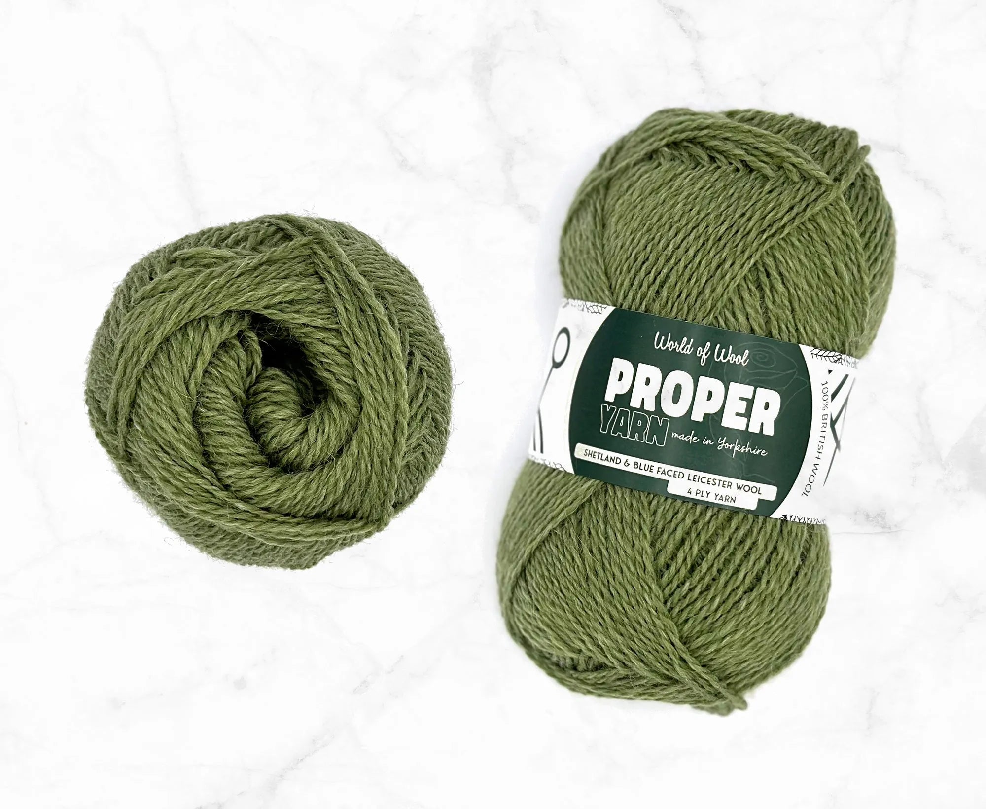 Ginnel Green Proper 4 Ply Yarn.