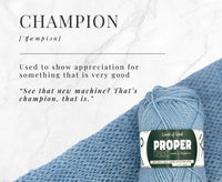 Champion Blue Proper 4 Ply Yarn.