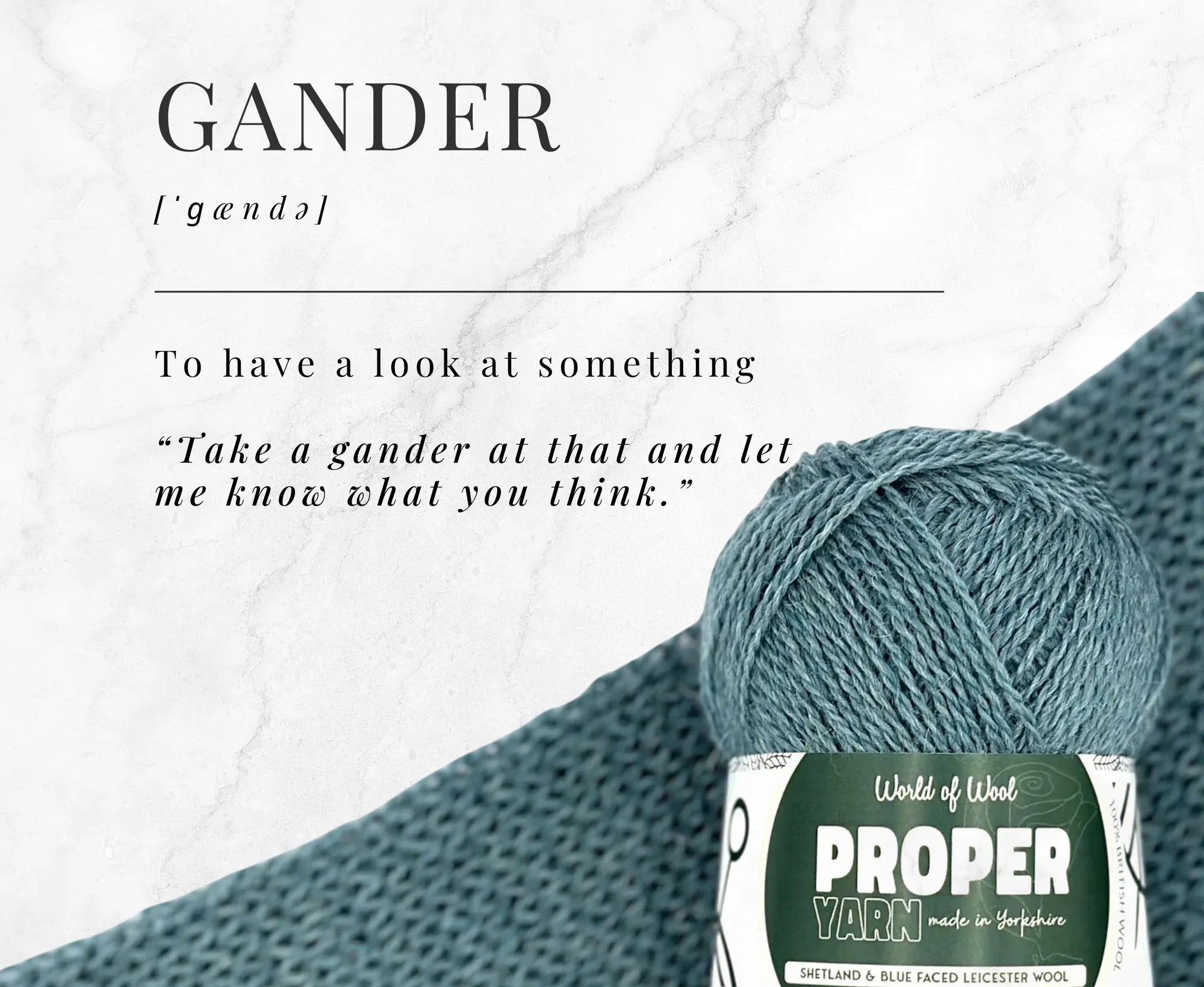 Gander Green Proper 4 Ply Yarn.