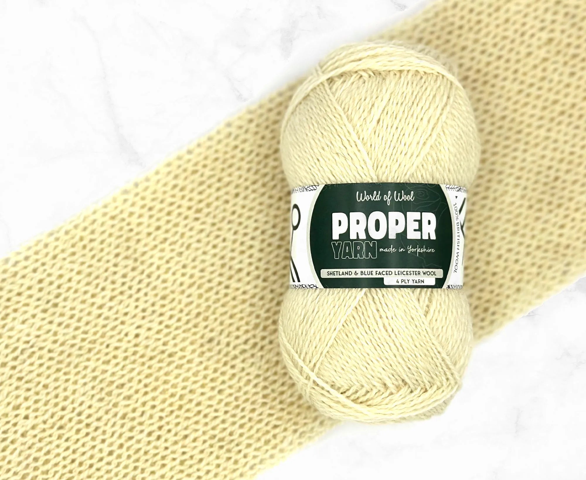Jiggered White Proper 4 Ply Yarn.