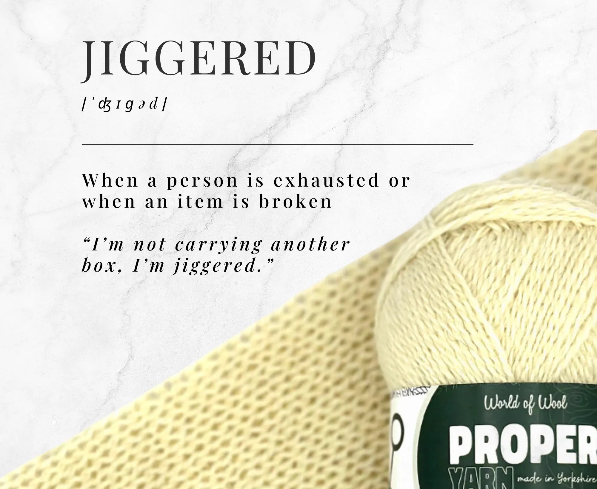 Jiggered White Proper 4 Ply Yarn.