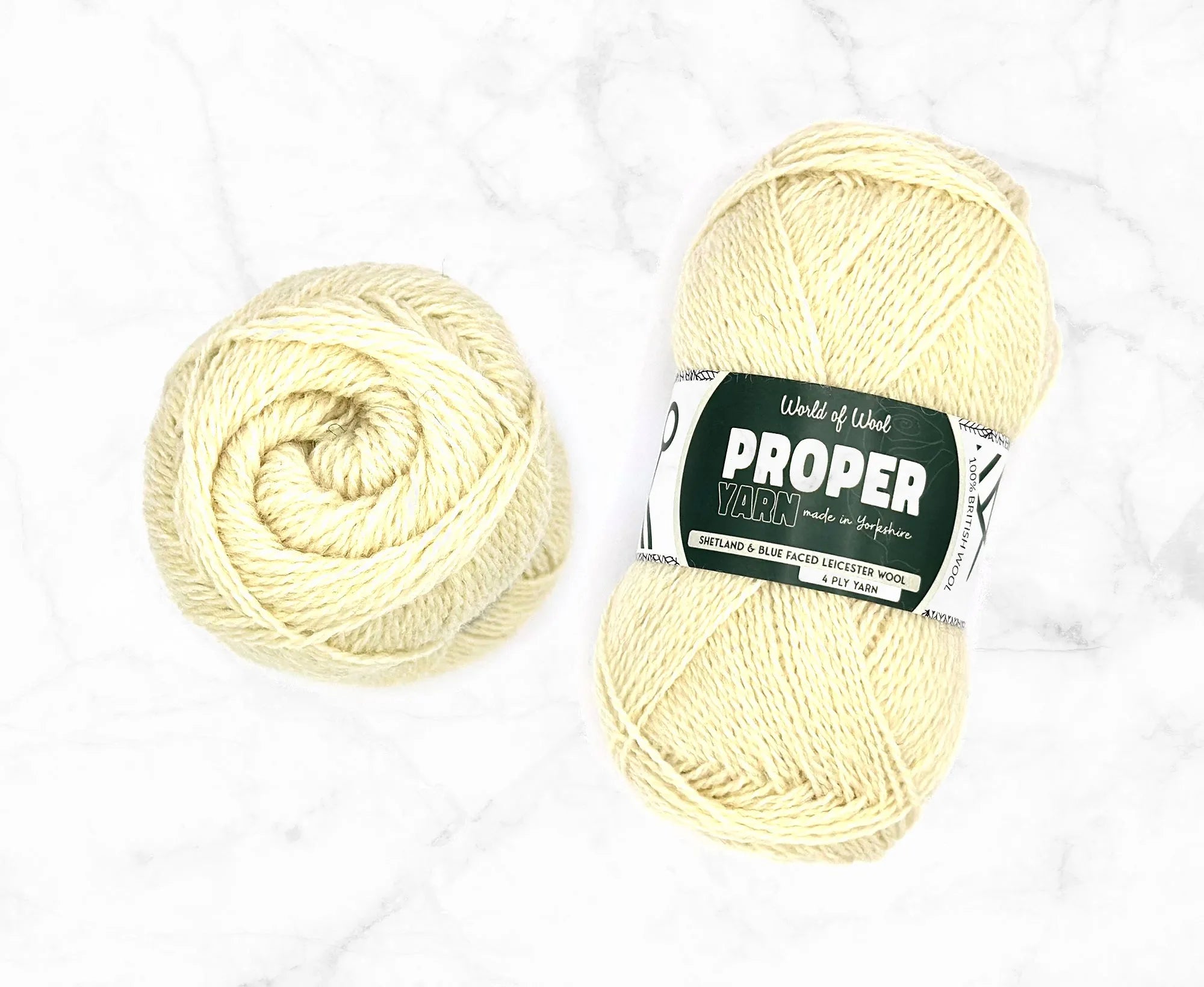 Jiggered White Proper 4 Ply Yarn.