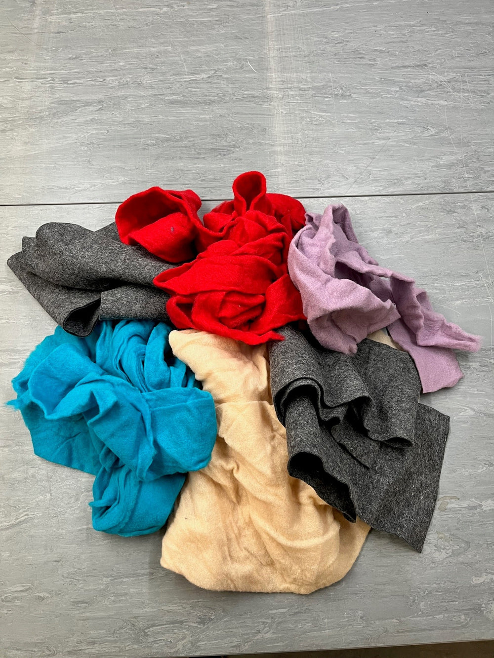Mixed Coloured Wool Pre-Felt/Felt Off Cuts.