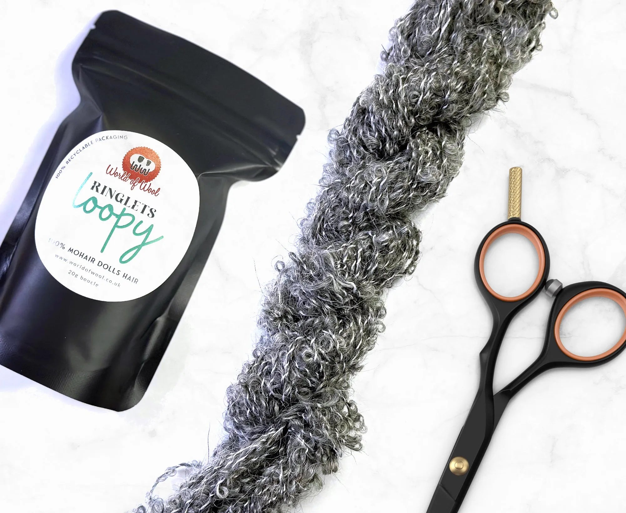 Silver Fox Loopy Ringlets Dolls Hair.