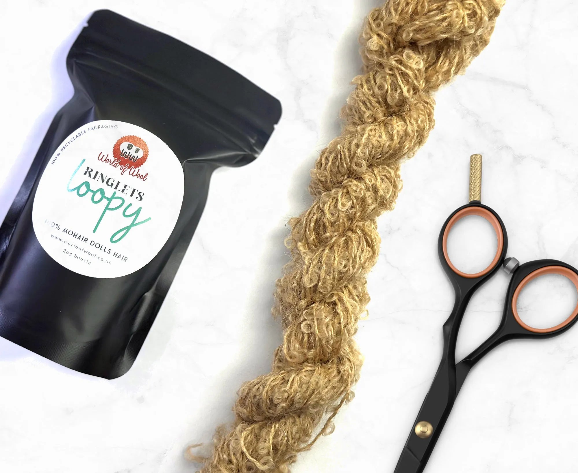 Peanut Brown Loopy Ringlets Dolls Hair.