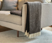 100% Zwartbles Lambswool Herringbone Throw Natural Brown XL.