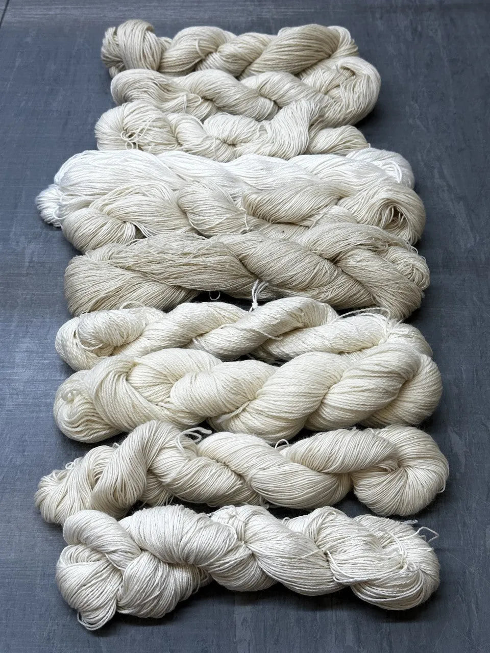 1kg Wool & Wool Blend Undyed Yarn Hanks.
