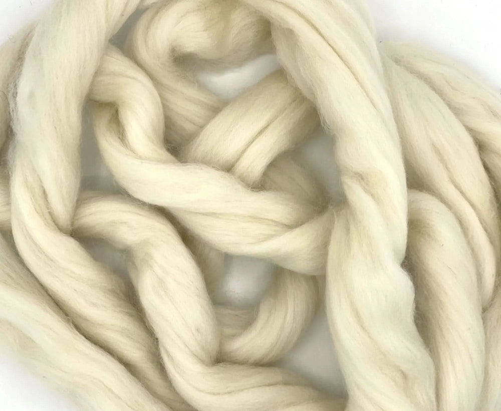 25mic 60's White Merino Top Natural Wool Top WoW