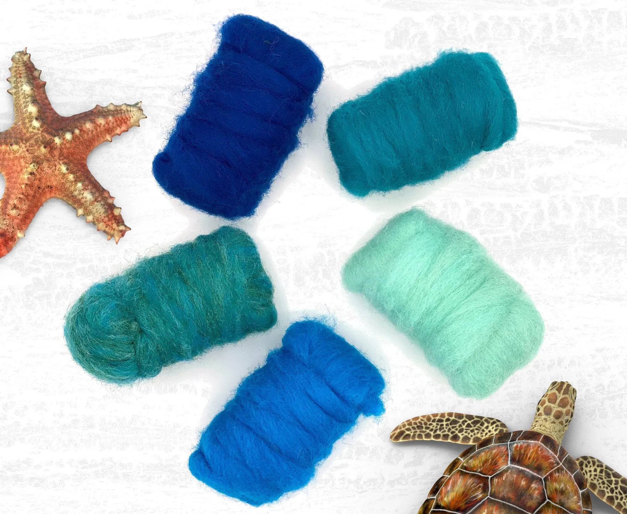 Marine Tones Carded Sliver Mixed Bag - World of Wool